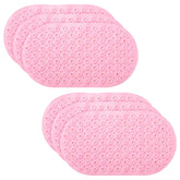 Kuber Industries Bath Mat | PVC Bathroom Mat | Shower Bath Mat | Floor Tub Mat | Bathroom Oval Mud Mat | Anti-Skid Shower Bathroom Mat | Q-02D |Pack of 6| Pink